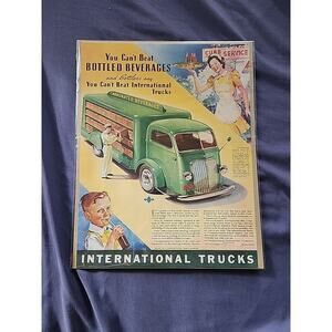 1940 International Trucks Advertisement Waitress Curb Service Soda Vtg Print AD